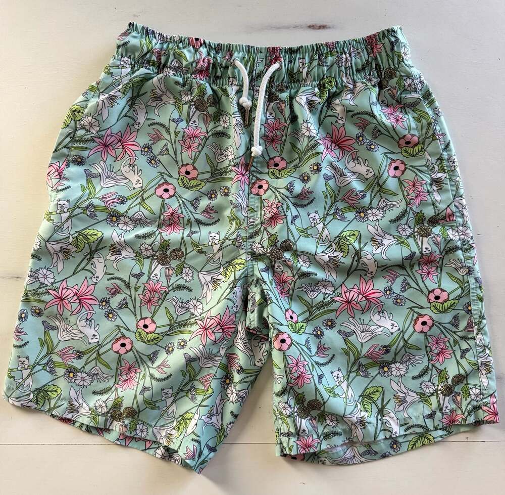 Ripndip Lord Nermal Floral Print Swim Shorts turquoise Size S all over print